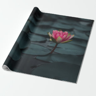PURPLE LOTUS FLOWER ON WATER WRAPPING PAPER