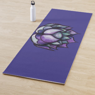 Purple Lotus Flower Watercolor Meditation Art Yoga Mat
