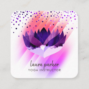 Purple Lotus Flower Yoga Instructor Zen Art Square Business Card