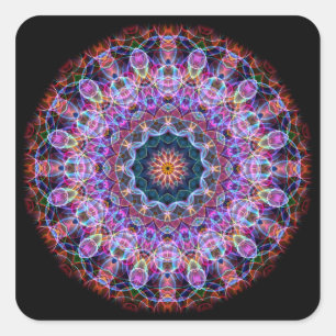 Purple Lotus kaleidoscope Square Sticker