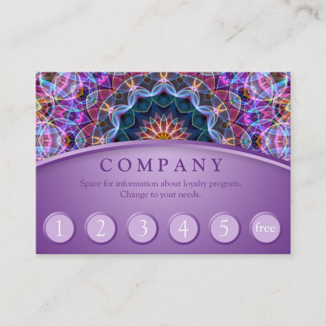 Purple Lotus Mandala Customer Loyalty Card (Front)