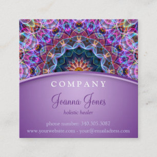 Purple Lotus Mandala Square Business Card