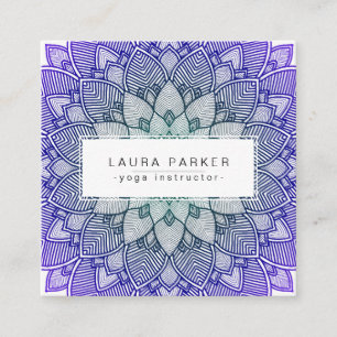 Purple Lotus Mandala Yoga Meditation Holistic Square Business Card