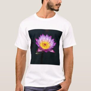 Purple Lotus Waterlily and Dragonfly Nymph T Shirt