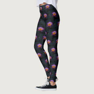 Purple Lotus Waterlily Dragonfly Nymph Leggings