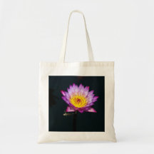 Purple Lotus Waterlily dragonfly nymph tote bag