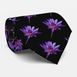 Purple Lotus Waterlily Tie