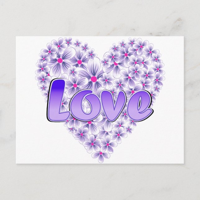 Purple Love and Daisies Postcard (Front)