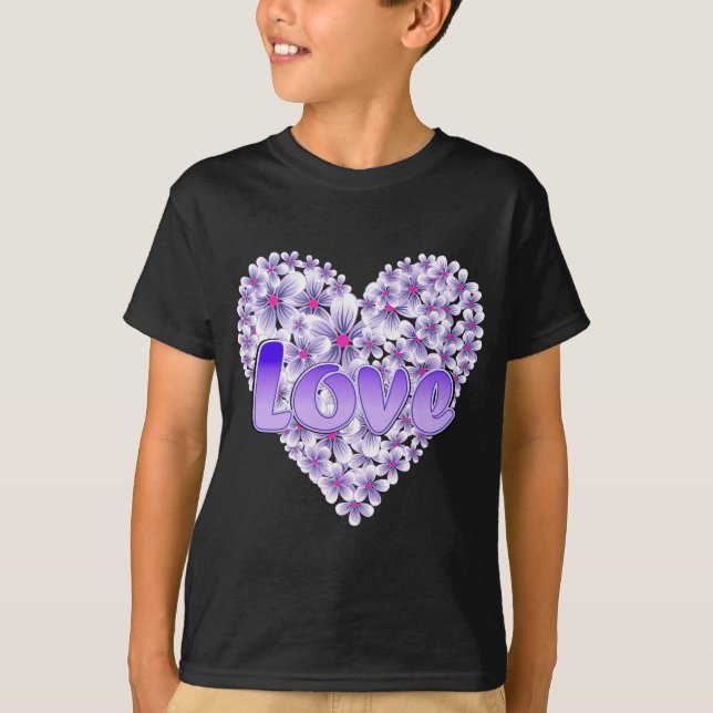 Purple Love and Daisies T-Shirt (Front)