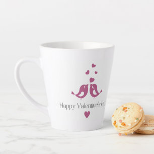 Purple Love Birds Valentine's Mug, Romantic Gift Latte Mug