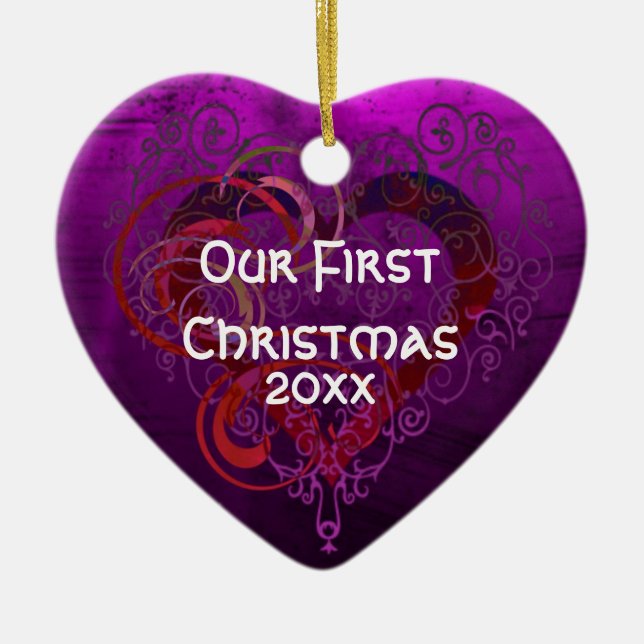 Purple Love Ceramic Tree Decoration (Front)