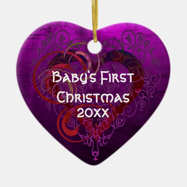 Purple Love Ceramic Tree Decoration (Front)