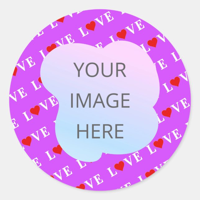Purple LOVE Classic Round Sticker (Front)
