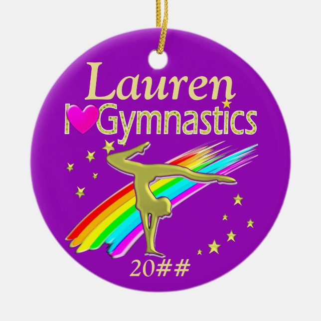 PURPLE LOVE GYMNASTICS PERSONALIZED ORNAMENT (Front)