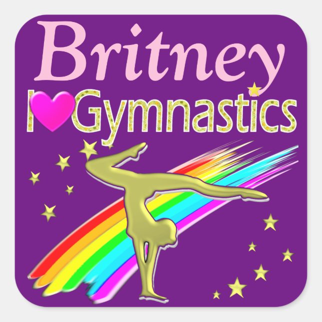 PURPLE LOVE GYMNASTICS PERSONALIZED STICKERS (Front)