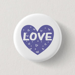 Purple love heart 3 cm round badge