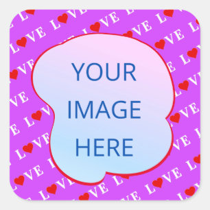 Purple LOVE Heart Elegant Square Sticker