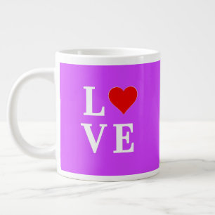 Purple LOVE Heart Elegant Stylish Large Coffee Mug
