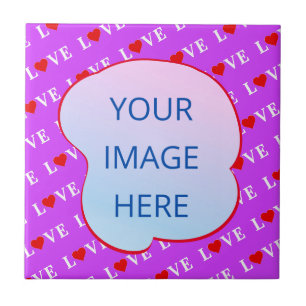Purple LOVE Heart Elegant Tile