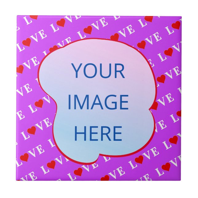 Purple LOVE Heart Elegant Tile (Front)