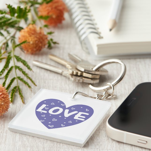 Purple love heart key ring (Front Right)