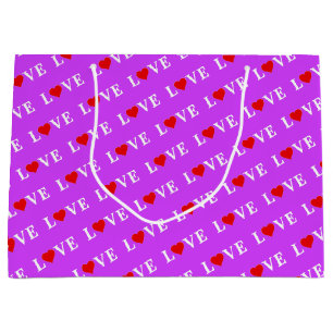 Purple LOVE Heart modern chic elegant Large Gift Bag