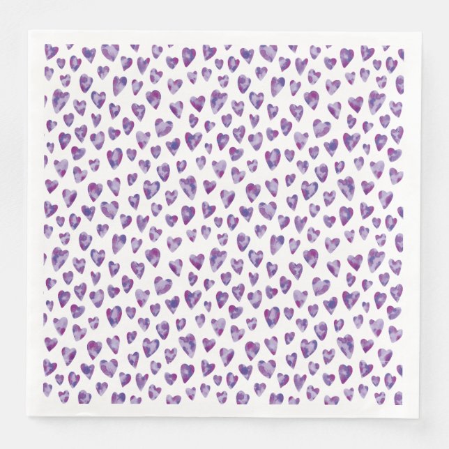 Purple love heart pattern napkin (Front)