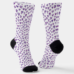 Purple Love Heart Pattern Socks