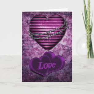 Purple Love Hearts Holiday Card