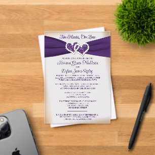 Purple Love Hearts Wedding Invitation