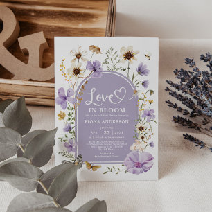 Purple Love in Bloom Boho Wildflower Bridal Shower Invitation