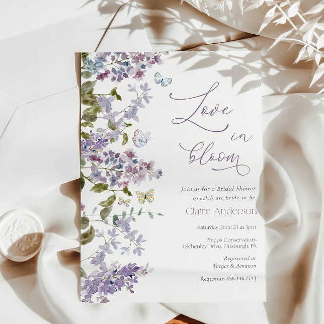 Purple Love In Bloom Bridal Shower invitation (Creator Uploaded)