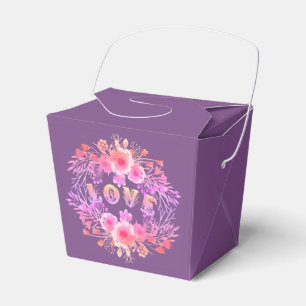 Purple LOVE in Watercolor Flowers Favour Box