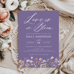 Purple Love is in Bloom Wildflower Bridal Shower Invitation