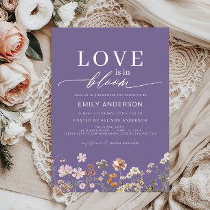 Purple Love is in Bloom Wildflower Bridal Shower Invitation