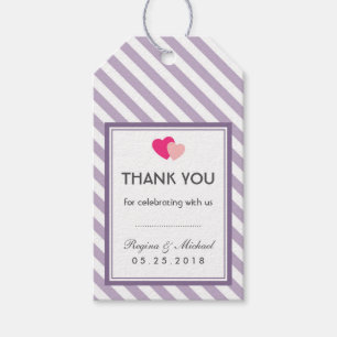 Purple Love Stripes Pattern Party Favour Gift Tag