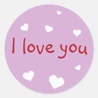 Purple love you Valentine's day custom party favou Classic Round Sticker