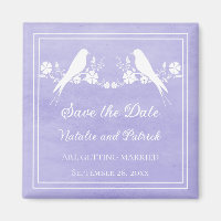 Purple Lovebird Floral Save the Date Magnet