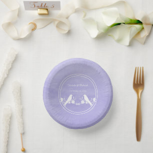 Purple Lovebird Floral Wedding Paper Bowls Paper Plate