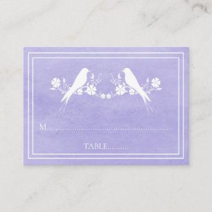 Purple Lovebird Floral Wedding Place Cards
