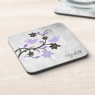 Purple Lovebirds Beverage Coaster