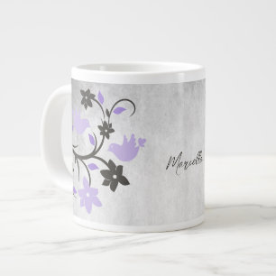 Purple Lovebirds Personalised Giant Coffee Mug