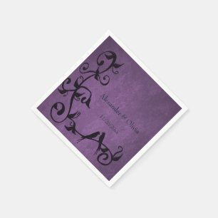 Purple Lovebirds Wedding Napkins