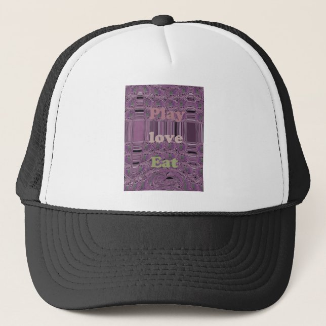 Purple  Loves &  Play Eat Africa South Traditional Trucker Hat (Front)