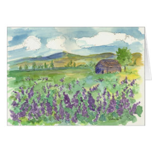 Purple Lupine Field Watercolor Wildflowers