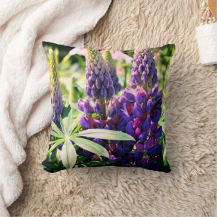 Purple Lupine Flower Trio   Cushion