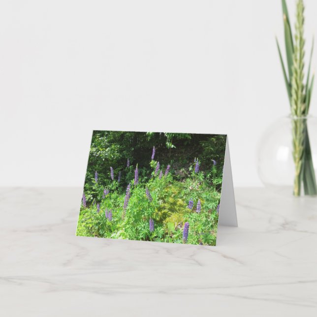 Purple lupines Folded Note Card (Front)