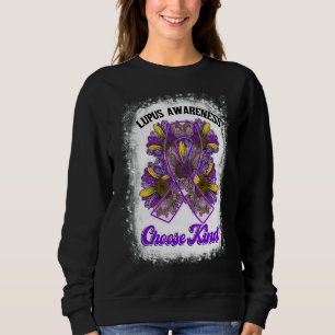 Purple Lupus Awareness Choose Kind Leopard Sunflow Sweatshirt