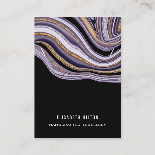 Purple luxury marble agate NECKLACE DISPLAY Business Card (Front)
