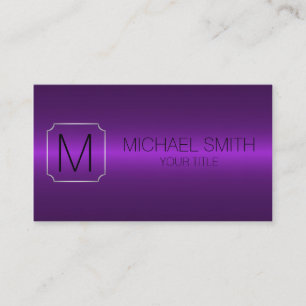 Purple Luxury Stainless Steel Metal Monogram Business Card